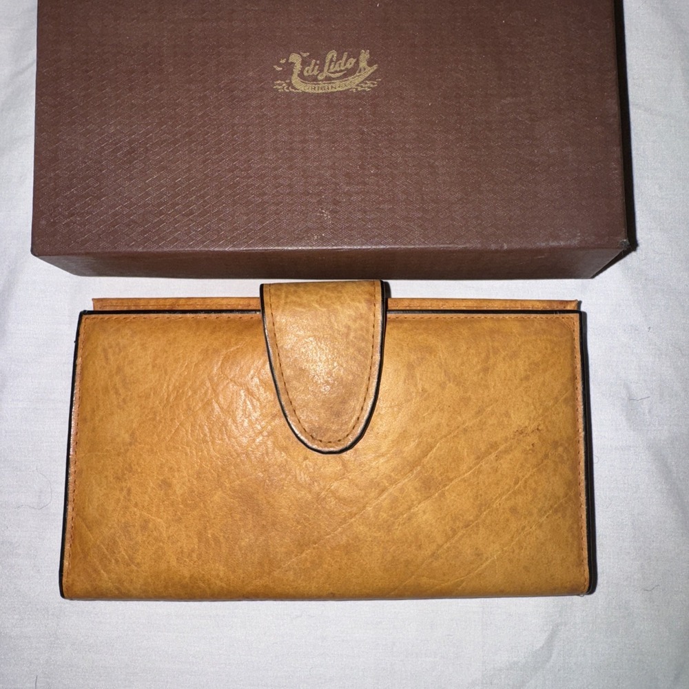 Vintage Di Lido Amity Cowhide Leather Womens Kiss Snap Coin Checkbook Wallet - Picture 3 of 16